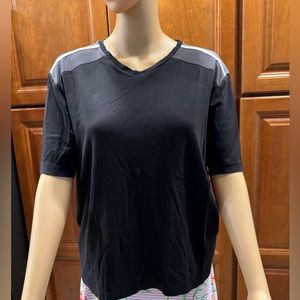 Murano Liquid Luxury b neck t shirt size M black with shoulder stripes